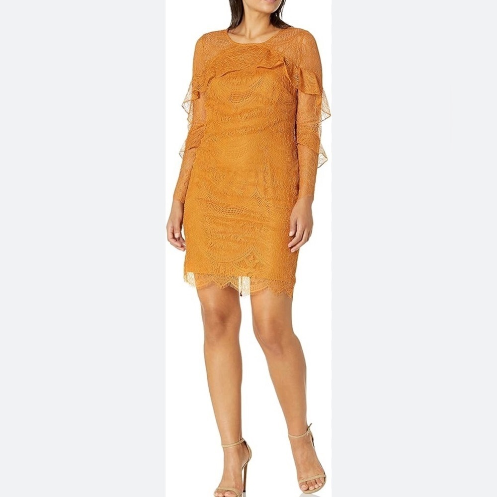 Nanette Nanette Lepore Women's Lace Shift Dress W/Ruffle size 10